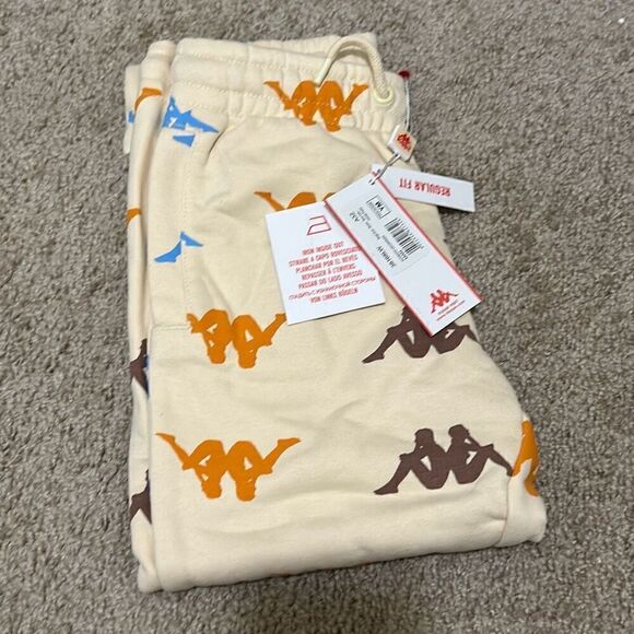Kappa Size 8 Youth Sneek Man Multicolor Logo Joggers Sweatpants Beige Streetwear - Picture 4 of 13